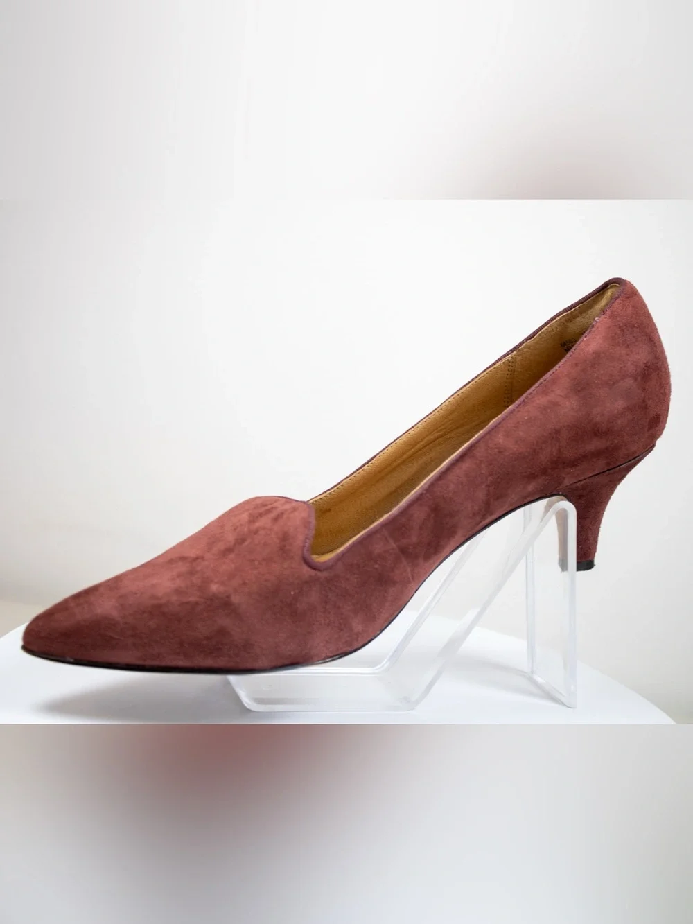 Clarks Indigo Kitten Heel Pointed Suede Pump Deep Burgundy Women's Shoes Size 10